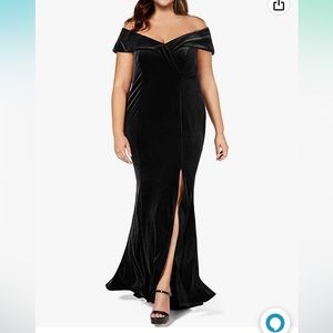 Off shoulder velvet gown